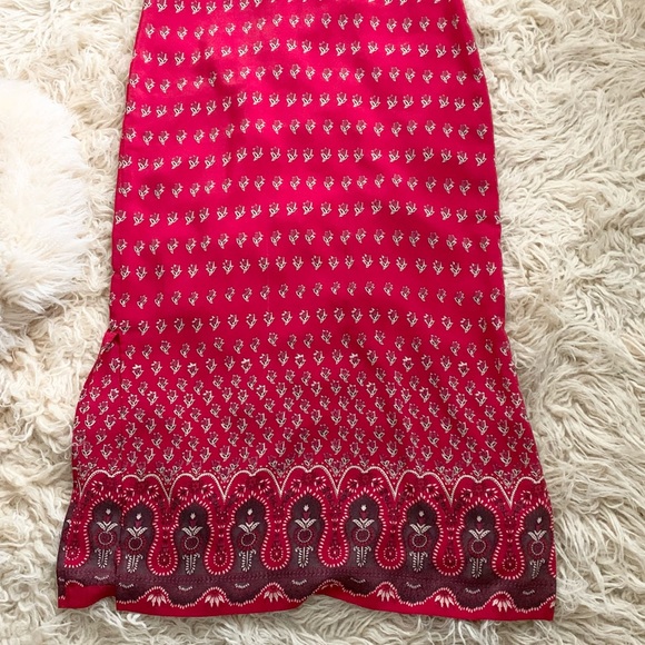 Nordstrom | Red Black Maxi Dress Floral Print Slit Large Paisley Print - Picture 8 of 11